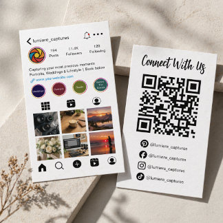 Cartão De Visita Modern Social Media Photographer QR Code