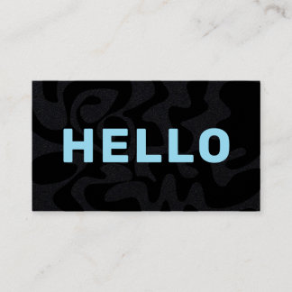 Cartão De Visita Modern Squiggle Hello Black Light Blue