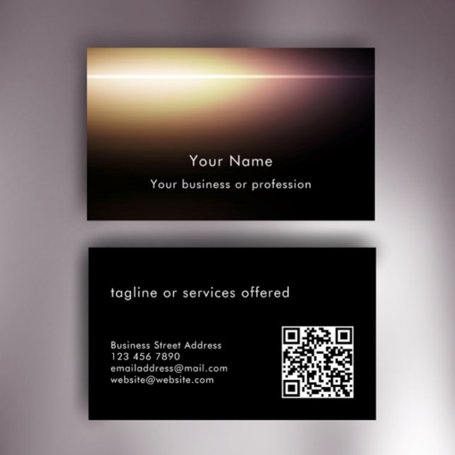 Cartão De Visita Modern Stylish Custom Text QR Code Technology (Customize this unique template for an eye-catching modern black QR code professional business card.
)