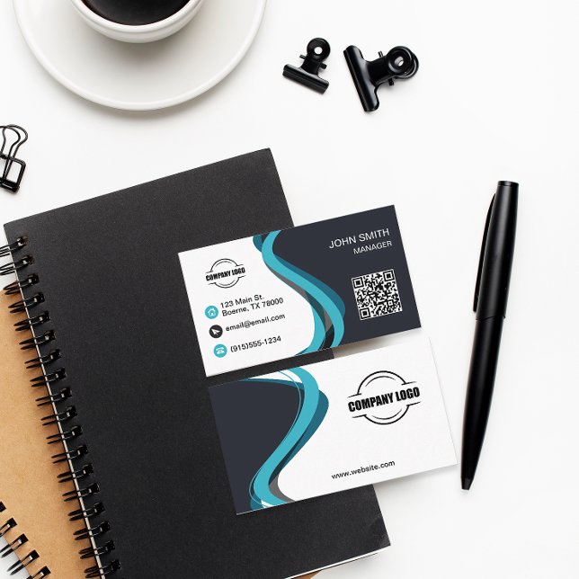 Cartão De Visita Modern Swirls Professional (Modern Blue Swirl Business Cards)