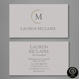 Cartão De Visita Modern Taupe Gray Logo Business Branding