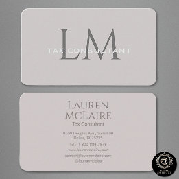 Cartão De Visita Modern Taupe Gray Monogram Business Card