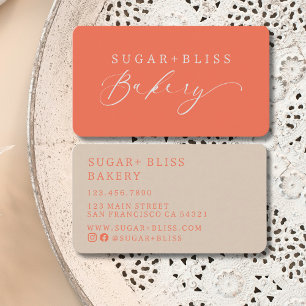 Cartão De Visita Modern Terracotta - Pequena padaria manuscrita