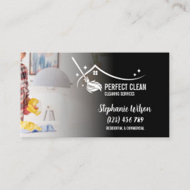 Cartão De Visita Modern Trendy House Limpando Maid Janitorial Busin