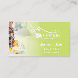 Cartão De Visita Modern Trendy House Limpando Maid Janitorial Busin