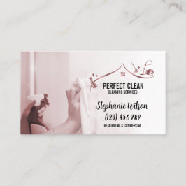 Cartão De Visita Modern Trendy House Limpando Maid Janitorial Busin
