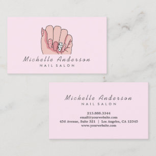 Cartão De Visita Modern Trendy Unhas Salon Nail Technician Rosa
