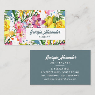 Cartão De Visita Modern Trendy Watercolor Artista Floral Florista