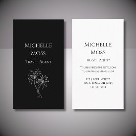 Cartão De Visita Modern Tropical Palm Trees Drawing Black