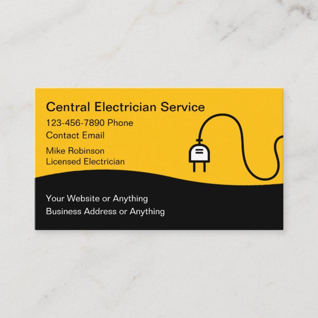 Cartão De Visita Modern Unique Electrician Business Cards (Frente)