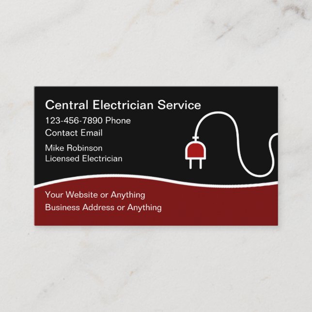 Cartão De Visita Modern Unique Electrician Business Cards (Frente)