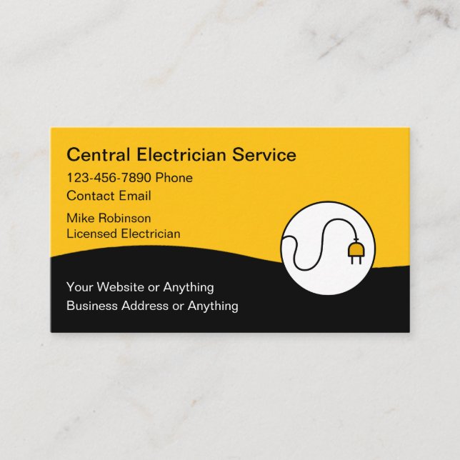 Cartão De Visita Modern Unique Electrician Business Cards (Frente)