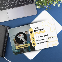 Cartão De Visita Modern Vet Clinic Business Card – White & Yellow