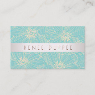 Cartão De Visita Modern Vintage Turquoise Floral Beauty Salon