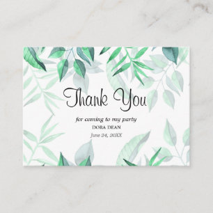 Cartão De Visita Modern Watercolor Greenery Obrigado Bridal Card