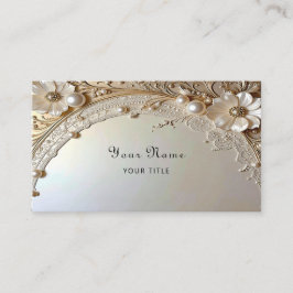 Cartão De Visita Modern White Flowers Pearls Business Card