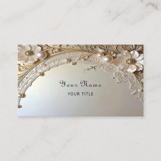 Cartão De Visita Modern White Flowers Pearls Business Card