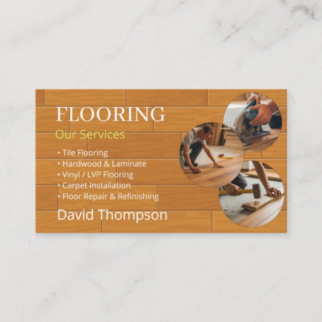 Cartão De Visita Modern Wood Flooring Tile Service (Frente)