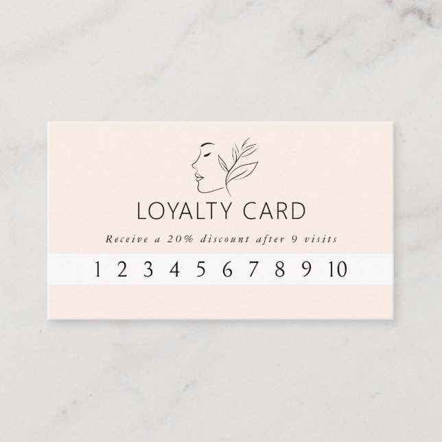 Cartão De Visita Moderna, Arte em Linha, Mulher, Leafy, Salão, Beig (Frente)