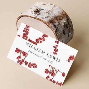 Cartão De Visita Moderna Berries Vermelhos com Cor de Água Simples