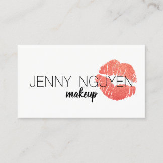 Cartão De Visita moderna caligrafia maquiadora lábios brilho rosa