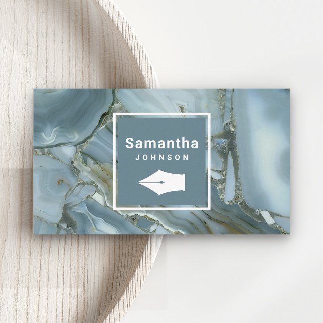 Cartão De Visita Moderna Caneta de mármore de Cinza de lâmina profi (Criador carregado)