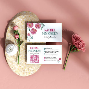 Cartão De Visita Moderna Chic Floral Blooms Watercolor