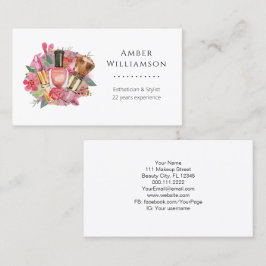 Cartão De Visita Moderna Cor de Água Rosa Maquieira Artista Girly C