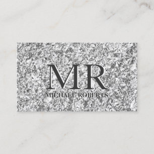 Cartão De Visita Moderna e minimalista folha prateada Folha preta Q