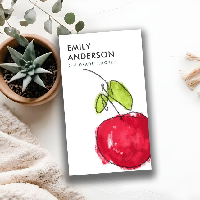 CARTÃO DE VISITA MODERNA PROFESSORA DA ESCOLA PINTURA DE PETRÓLEO M (Criador carregado)