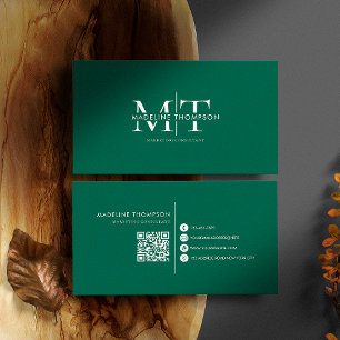 Cartão De Visita Moderna Tipografia Monograma Emerald Green Código 