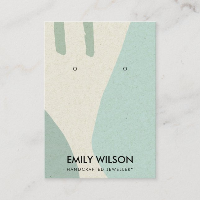 CARTÃO DE VISITA MODERNO ABSTRATO AQUA BLUE ART EARRING (Frente)