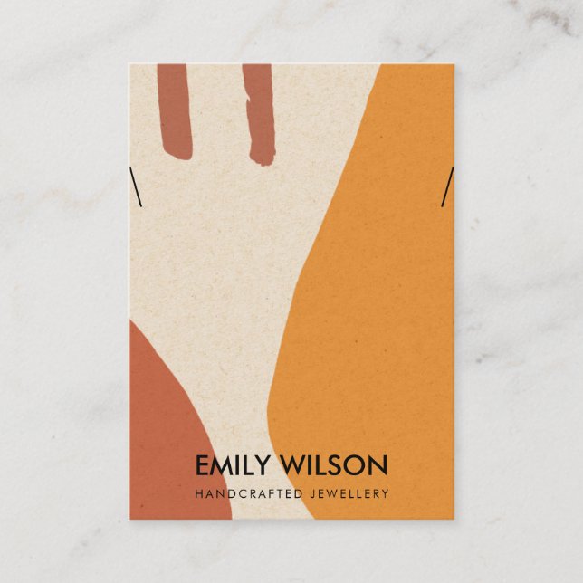 CARTÃO DE VISITA MODERNO ABSTRATO TERRACOTTA ART NECKLACE EXIBIR (Frente)