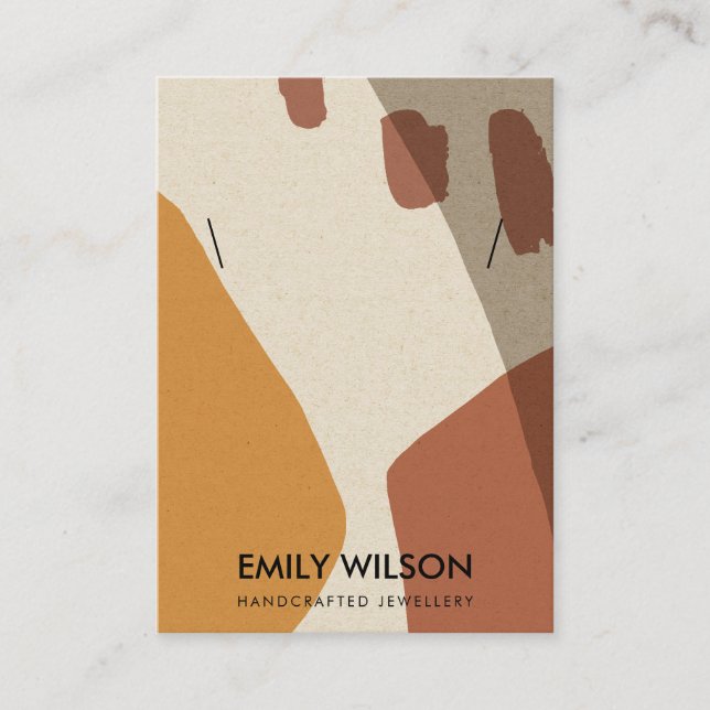 CARTÃO DE VISITA MODERNO ABSTRATO TERRACOTTA ART NECKLACE EXIBIR (Frente)