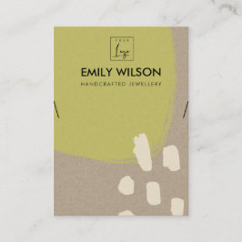 CARTÃO DE VISITA MODERNO ABSTRATO VERDE LIMÃO KRAFT NECKLACE EXIBIR
