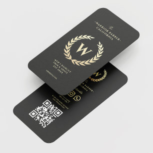 Cartão De Visita Moderno Barbershop Monograma Cortado de Cabelo Mas
