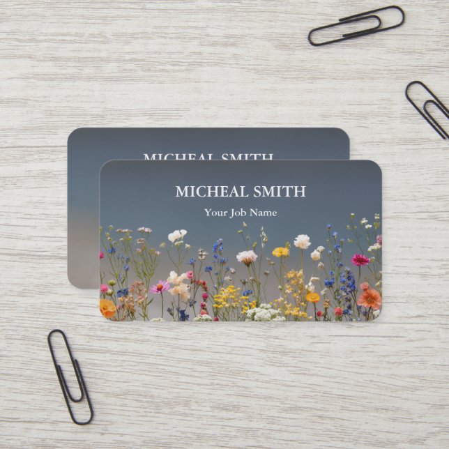 Cartão De Visita Moderno Boho Floral Kraft (Frente/Verso In Situ)