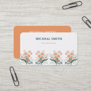 Cartão De Visita Moderno Boho Floral Kraft