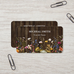 Cartão De Visita Moderno Boho Floral Madeira
