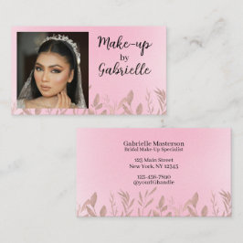 Cartão De Visita Moderno Botânico Boho Foto Script Rosa Suave