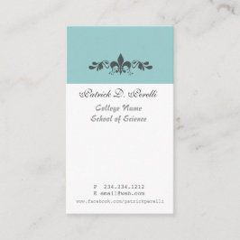 Cartão De Visita Moderno branco azul da flor de lis mínima do