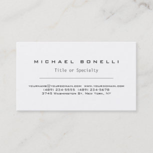 Cartão de Visita Moderno Branco Simples e Elegante