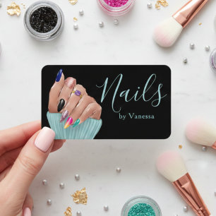 Cartão De Visita Moderno Branding de Salão de Manicure para Técnico