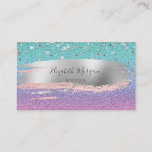 Cartão De Visita Moderno Brilhante, Confetti Dourado, Traço De Pinc