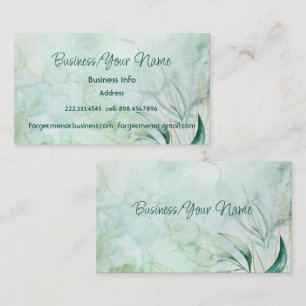 Cartão De Visita Moderno Casamento de Folhas de Aguarela Elegantes