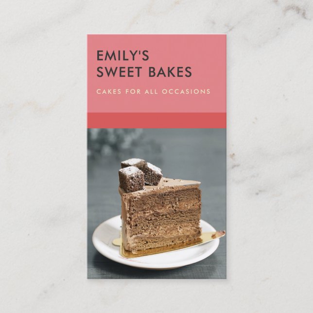 CARTÃO DE VISITA MODERNO CHEERFUL BOLEADO VERMELHO BAKERY FOTO CHEF (Frente)