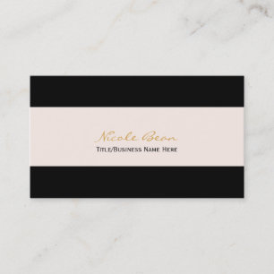 Cartão de Visita Moderno Chic Preto e Creme Branco