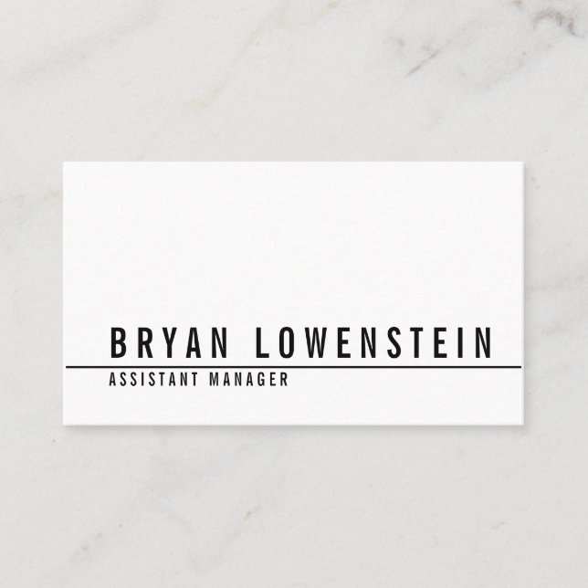 Cartão De Visita Moderno chique preto branco simples (Frente)