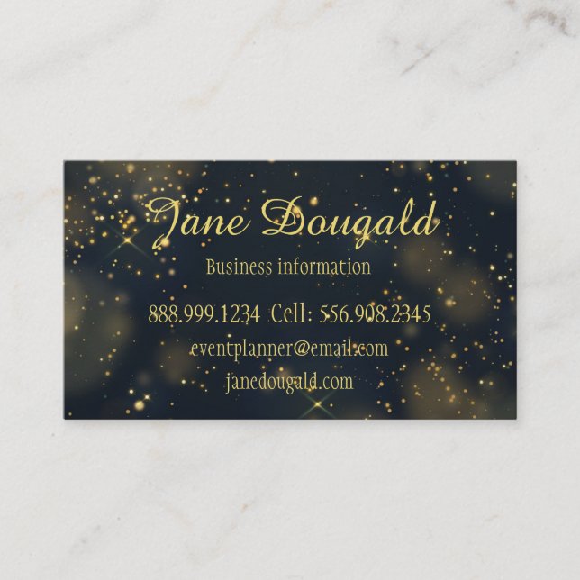 Cartão De Visita Moderno Clássico - Douradas Estrelas Pretas Person (Frente)