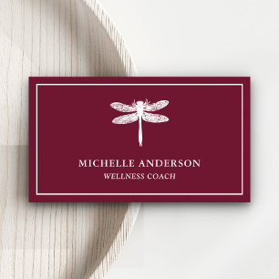 Cartão De Visita Moderno Clássico Elegante Burgundy Mosca Branco